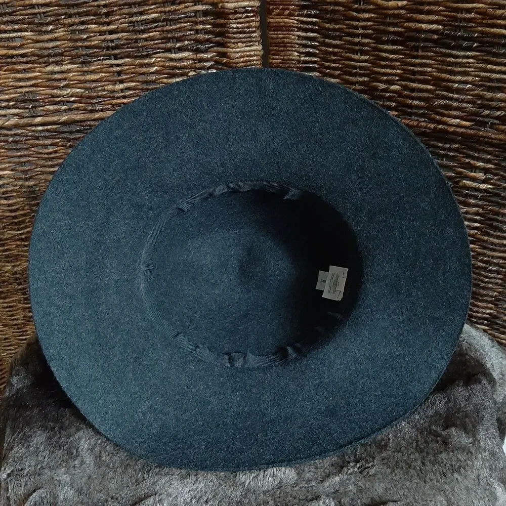 J. CREW 100% Wool Felt Hat S/M/ Gray Wide Brim Floppy Boho Fedora Western Cowboy